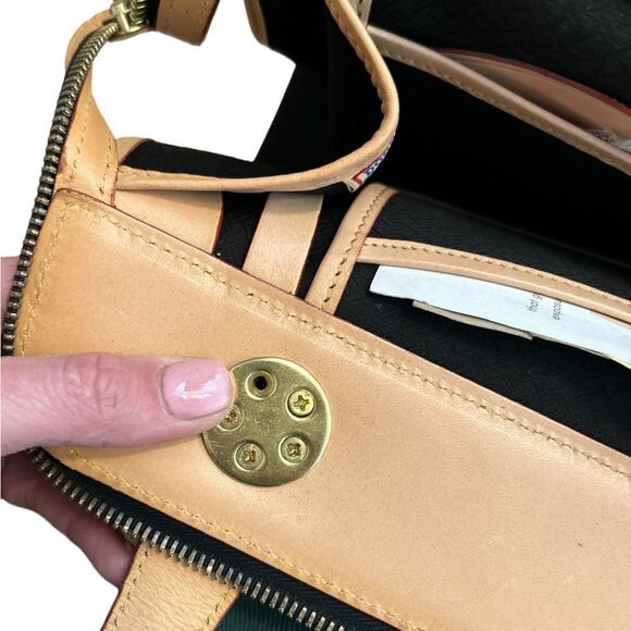 Vintage Dooney & Bourke Black Canvas & Naked Tan Leather East West Carpet Bag - Picture 15 of 15